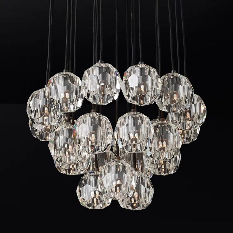 Kelly Glass Round Cluster Chandelier 24"-Fullstarlighting