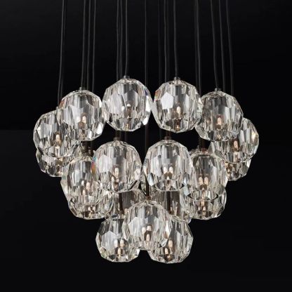 Kelly Glass Round Cluster Chandelier 24"-Fullstarlighting