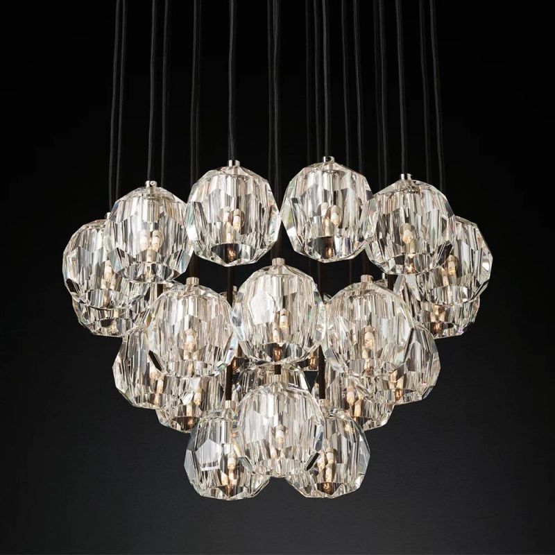Kelly Glass Round Cluster Chandelier 24"-Fullstarlighting