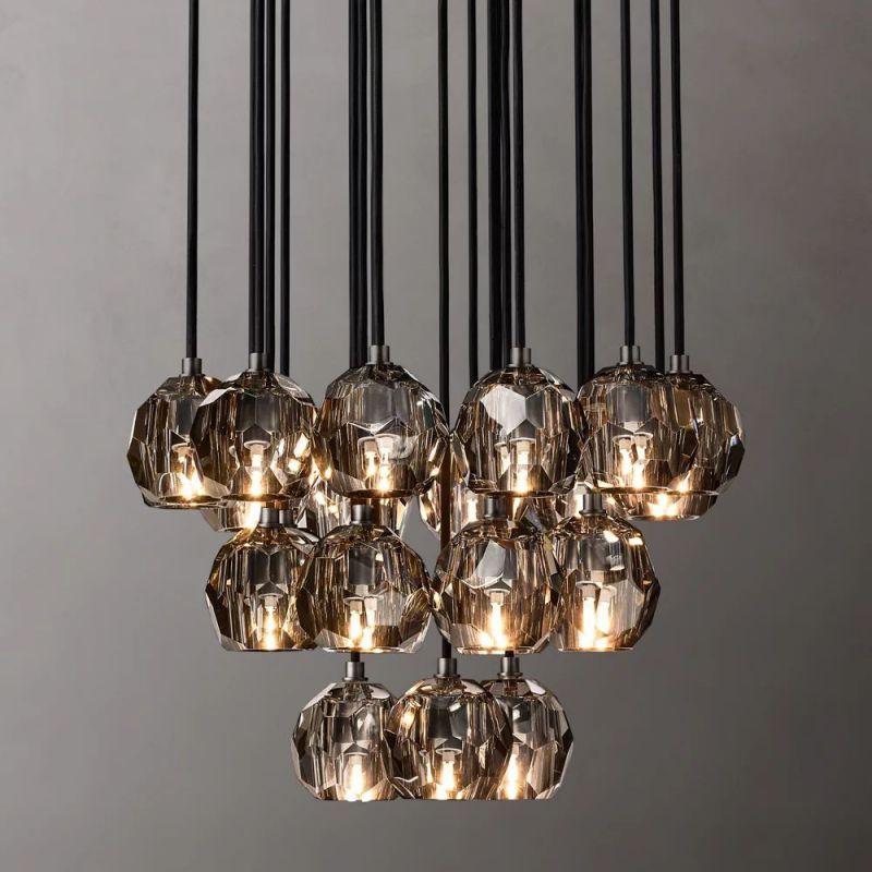 Kelly Glass Round Cluster Chandelier 24"-Fullstarlighting