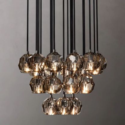 Kelly Glass Round Cluster Chandelier 24"-Fullstarlighting