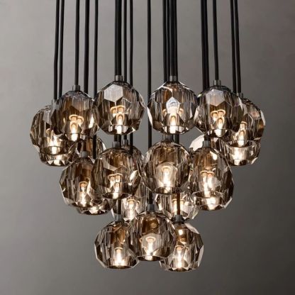 Kelly Glass Round Cluster Chandelier 24"-Fullstarlighting