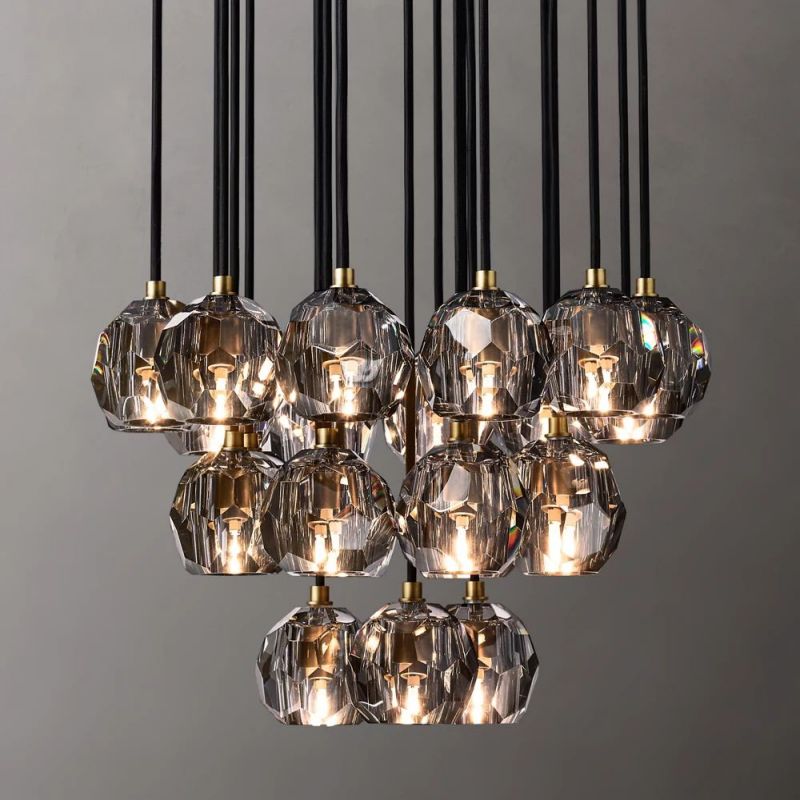 Kelly Glass Round Cluster Chandelier 24"-Fullstarlighting