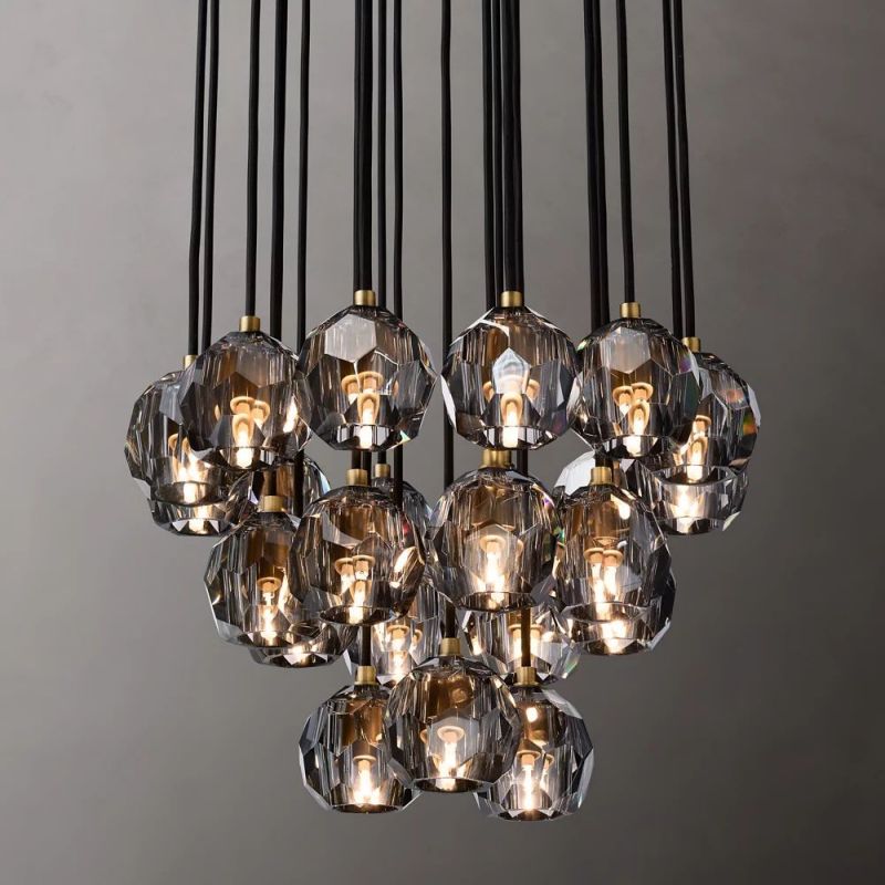 Kelly Glass Round Cluster Chandelier 24"-Fullstarlighting