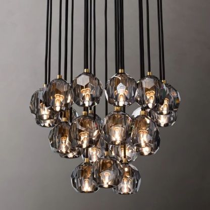 Kelly Glass Round Cluster Chandelier 24"-Fullstarlighting