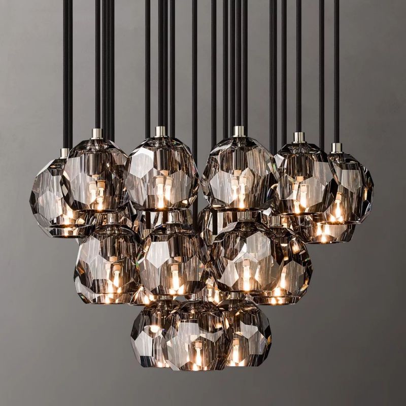 Kelly Glass Round Cluster Chandelier 24"-Fullstarlighting