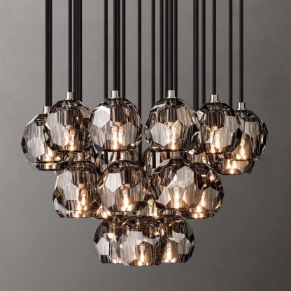 Kelly Glass Round Cluster Chandelier 24"-Fullstarlighting
