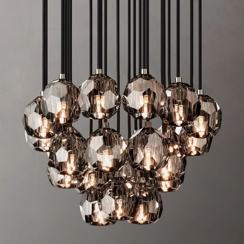 Kelly Glass Round Cluster Chandelier 24"-Fullstarlighting