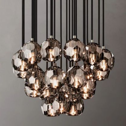 Kelly Glass Round Cluster Chandelier 24"-Fullstarlighting