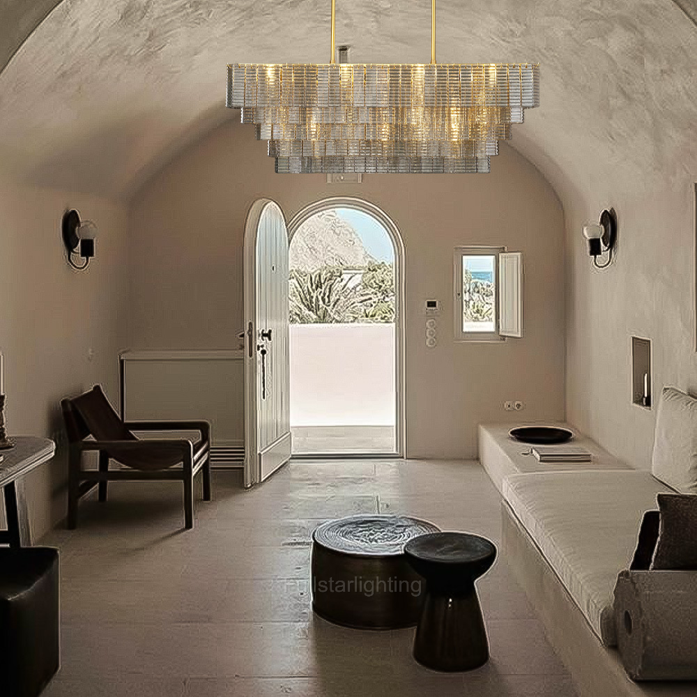 Chan Smoke Rectangle Chandelier 59"