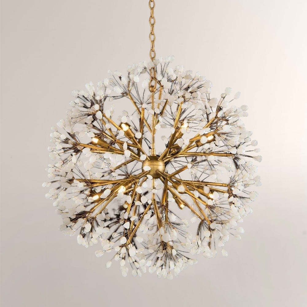 Spharcal Twelve-Light Quartz Chandelier,entryway dandelion chandelier