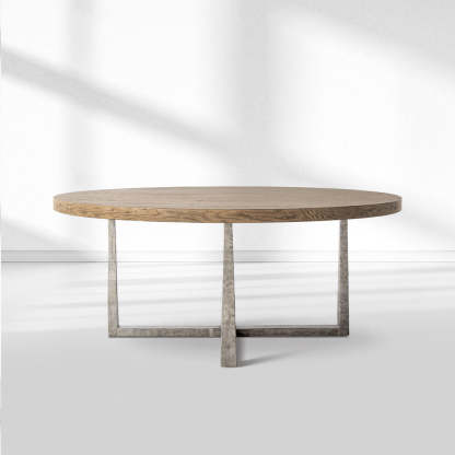 T-Brace Round Dining Table-Fullstarlighting