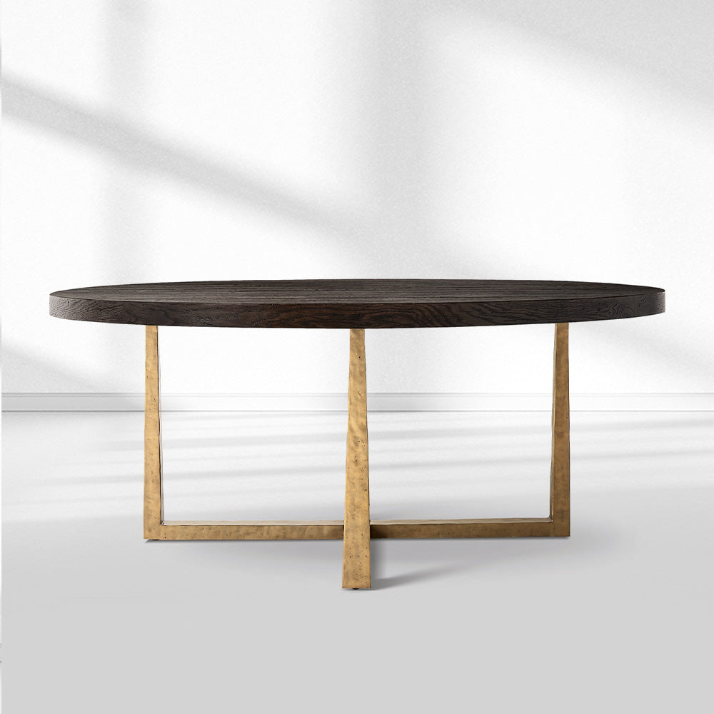 T-Brace Round Dining Table-Fullstarlighting