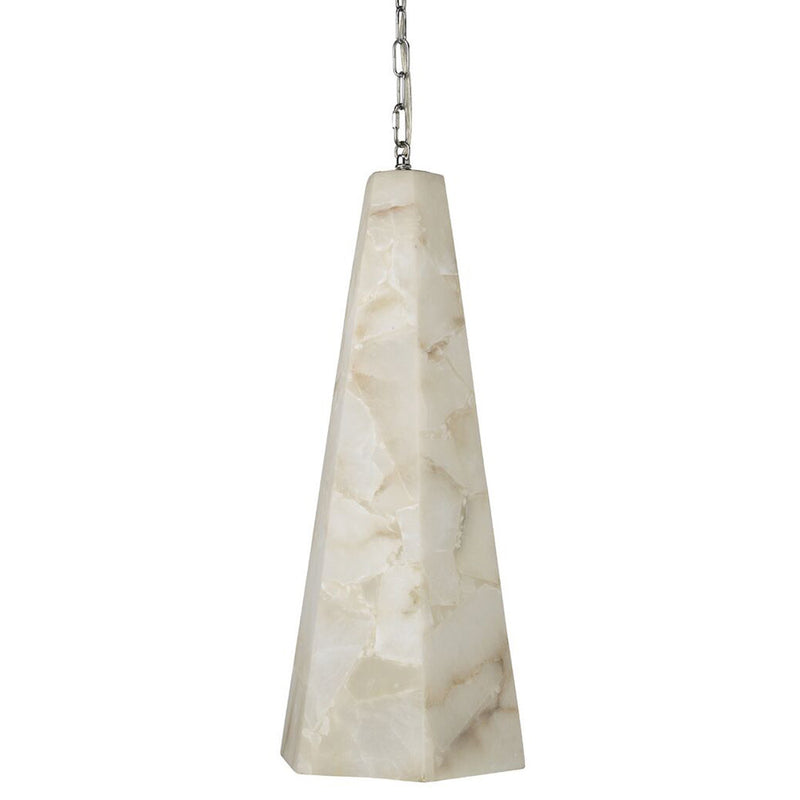 Tall Alabaster Tapered Hexagon Pendant Light-Fullstarlighting