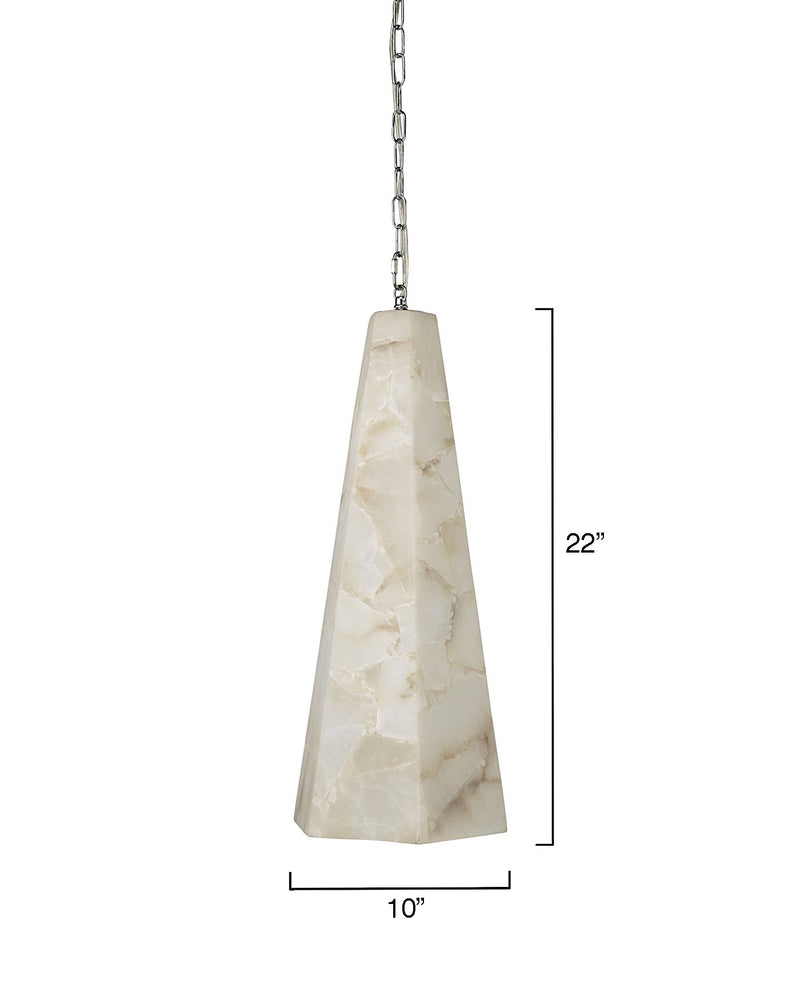 Tall Alabaster Tapered Hexagon Pendant Light-Fullstarlighting