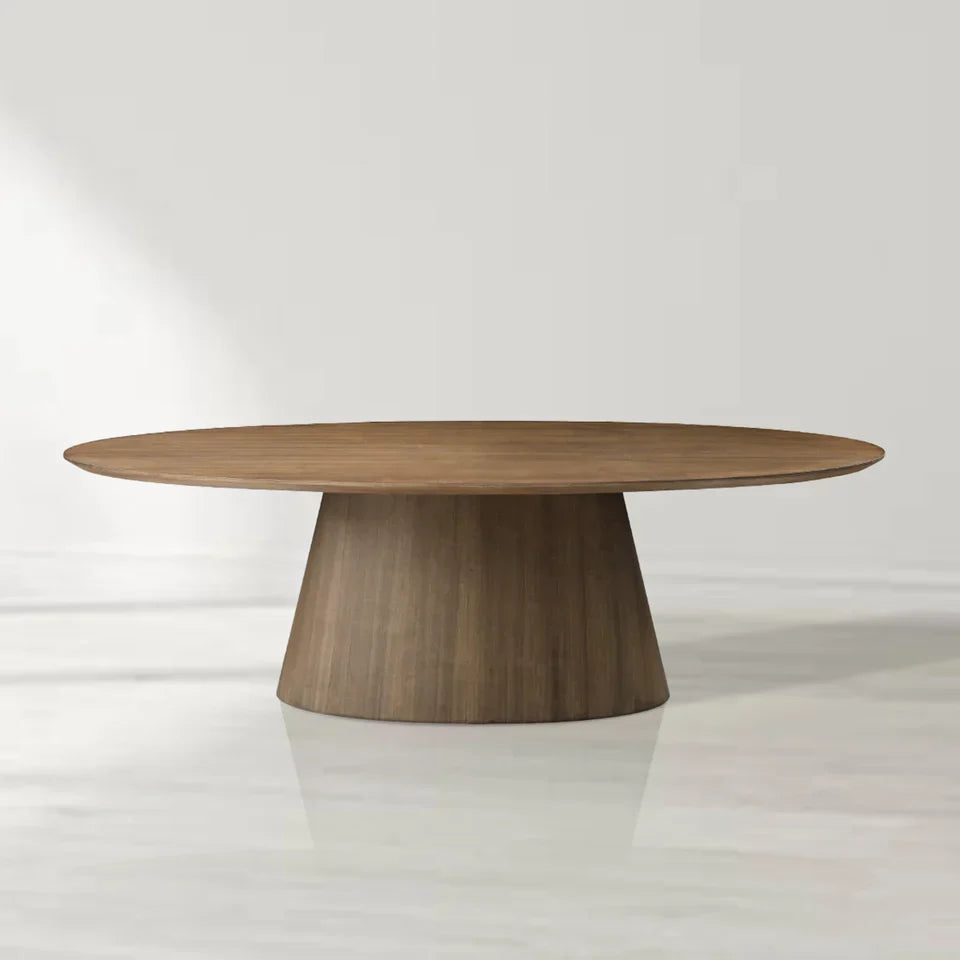 Tavamo Oval Walnut Dining Table-Fullstarlighting