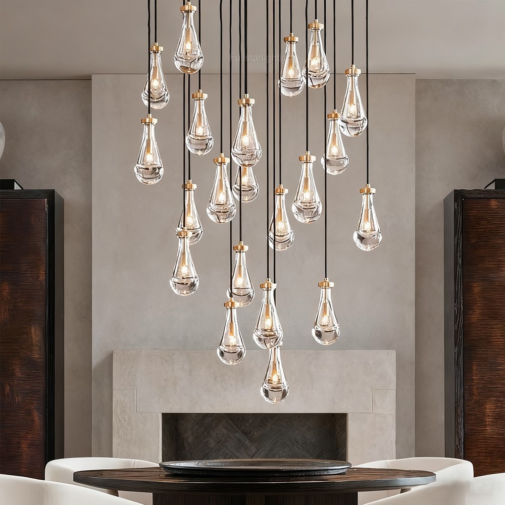Raindrop Glass Rectangle Chandelier 72"