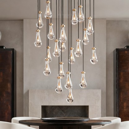 Raindrop Glass Rectangle Chandelier 72"