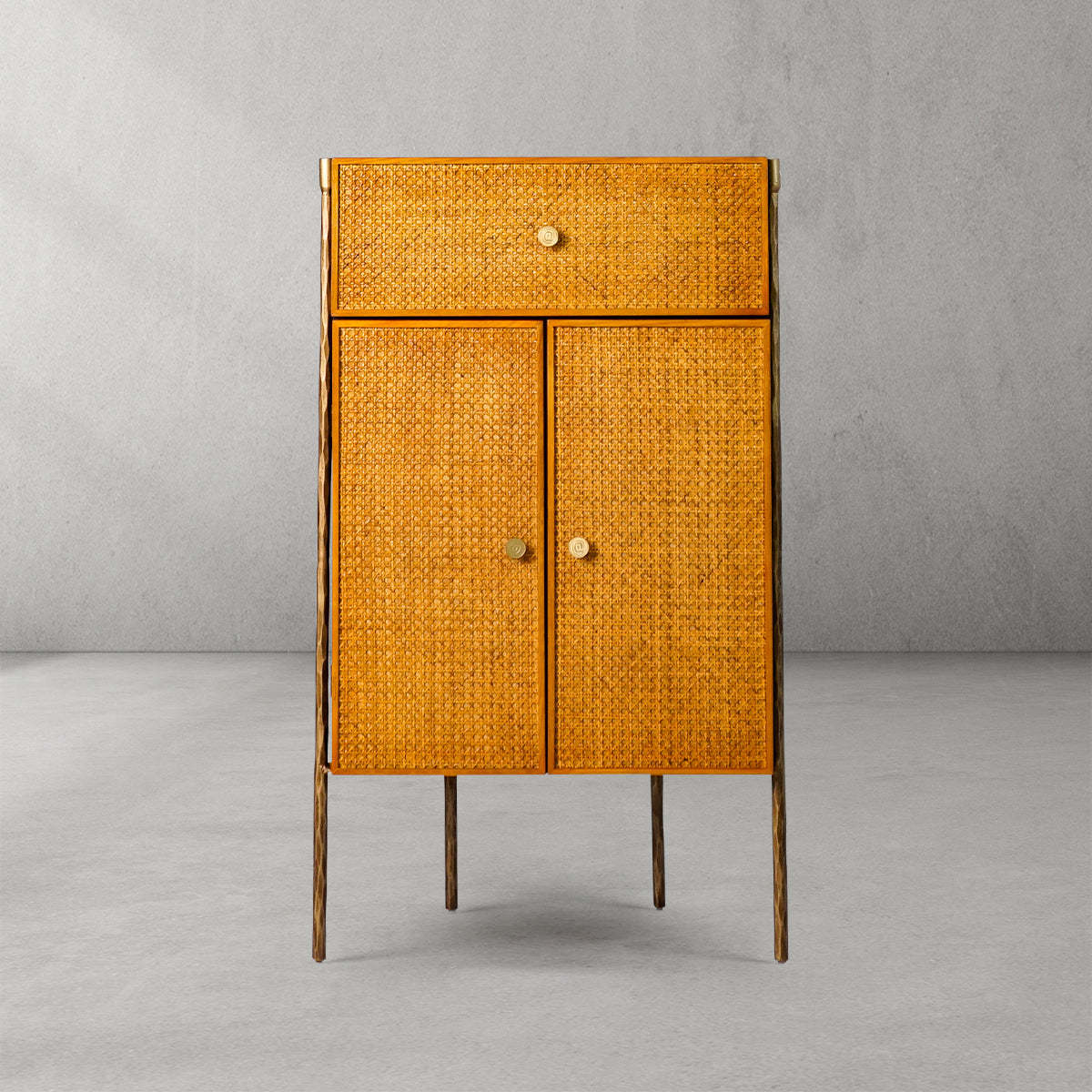 Thomson Metal Frame Rattan Side Cabinet-Fullstarlighting