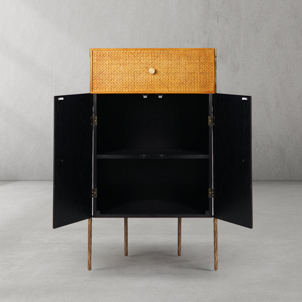 Thomson Metal Frame Rattan Side Cabinet-Fullstarlighting