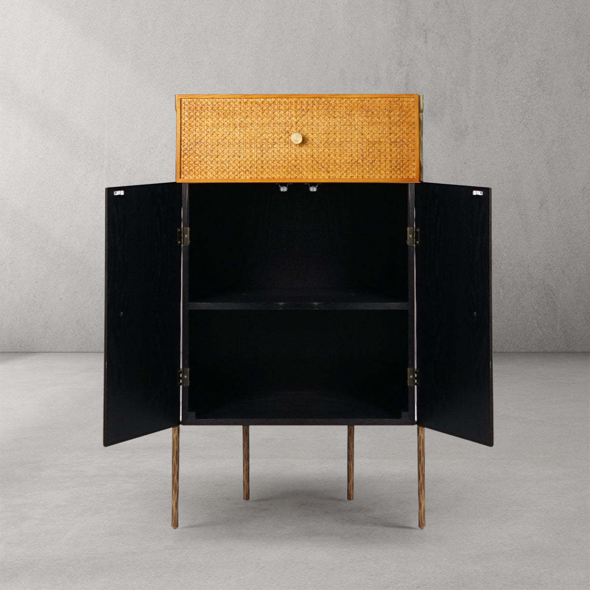 Thomson Metal Frame Rattan Side Cabinet-Fullstarlighting