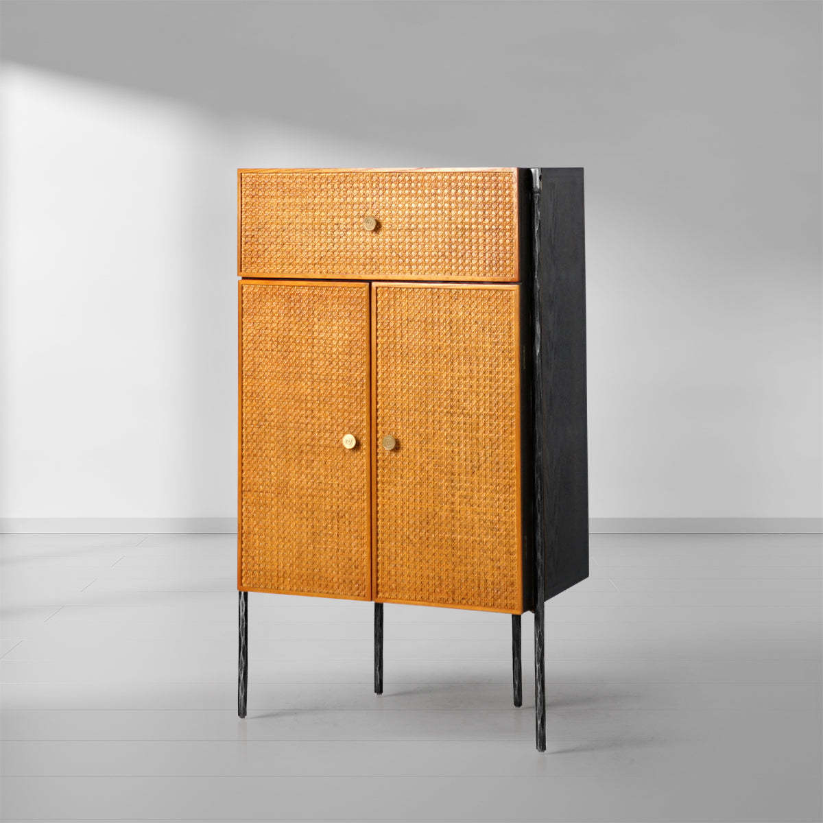 Thomson Metal Frame Rattan Side Cabinet-Fullstarlighting