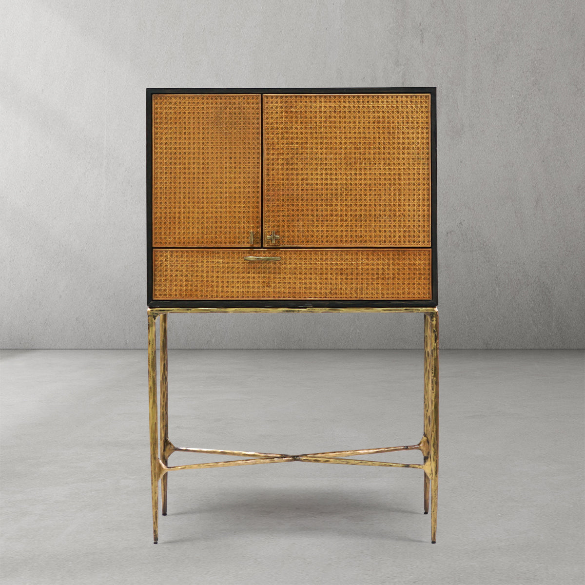 Thomson Metal Frame Rattan Side Cabinet-Fullstarlighting
