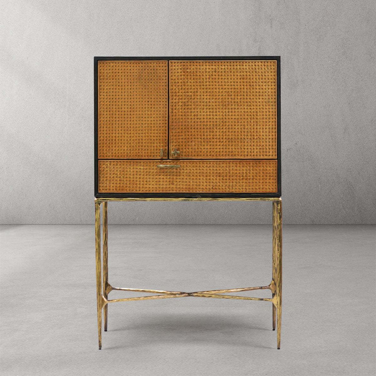Thomson Metal Frame Rattan Side Cabinet-Fullstarlighting