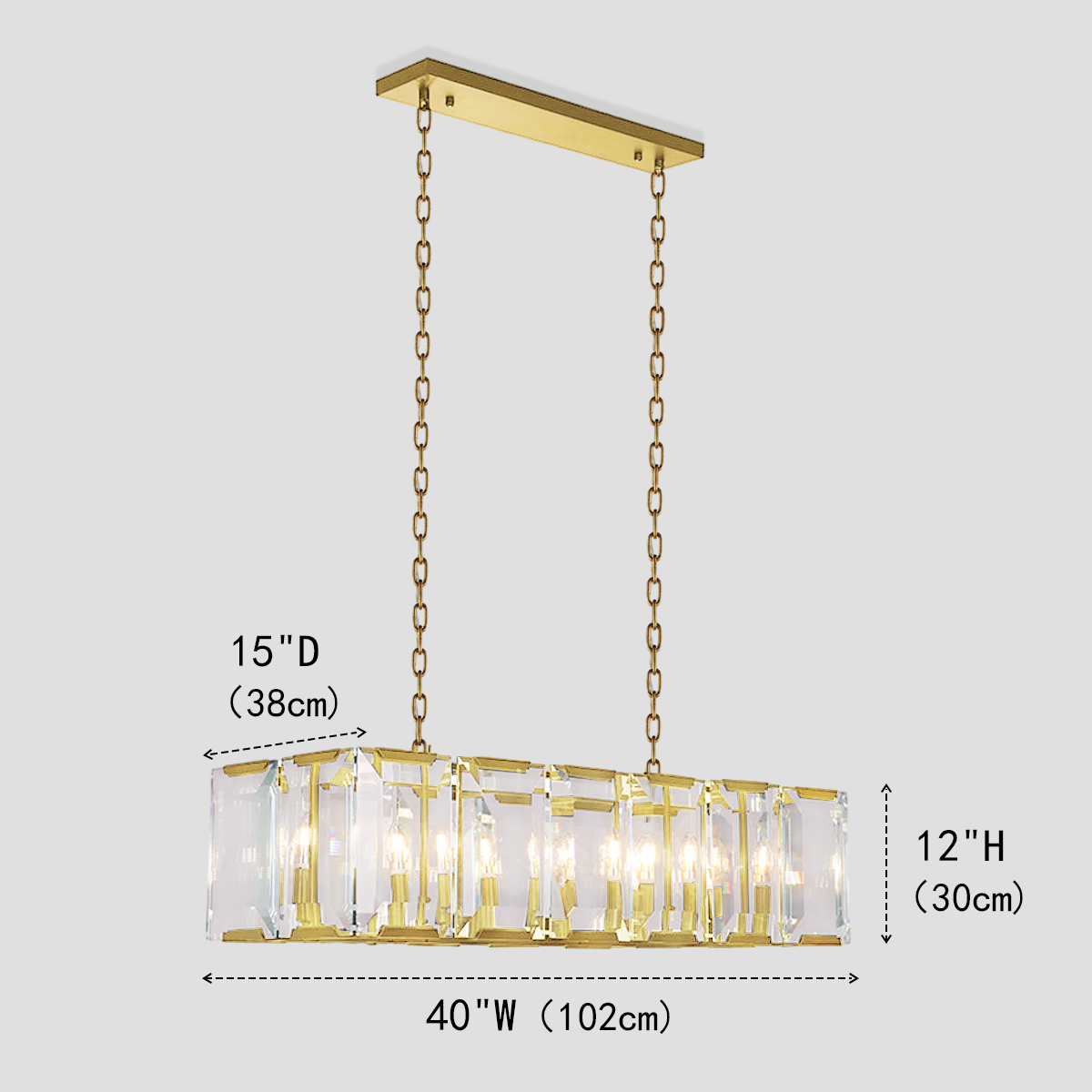Kiko Crystal Rectangular Chandelier-Fullstarlighting