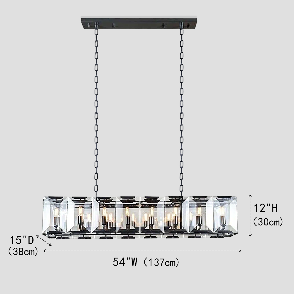 Kiko Crystal Rectangular Chandelier-Fullstarlighting