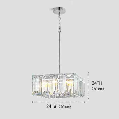 Kiko Crystal Square Chandelier 24"-Fullstarlighting