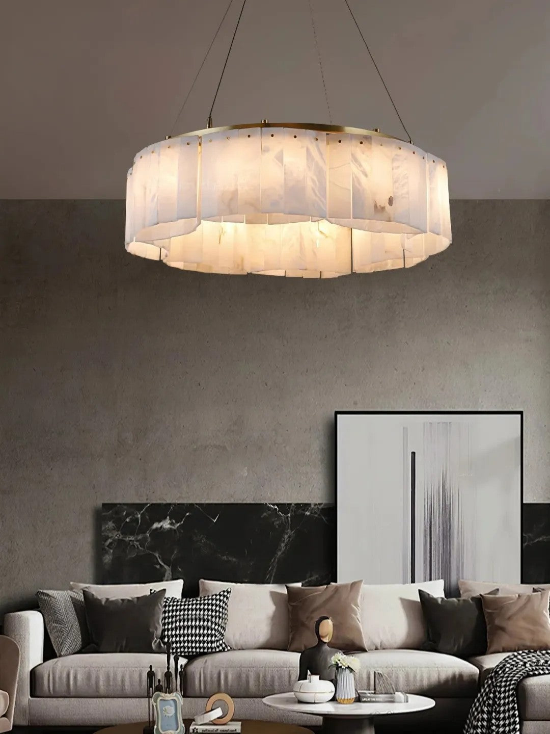 Villar Alabaster Round Chandelier-Fullstarlighting