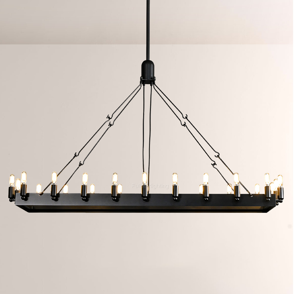 Cereak Vintage Filament Rectangular Chandelier