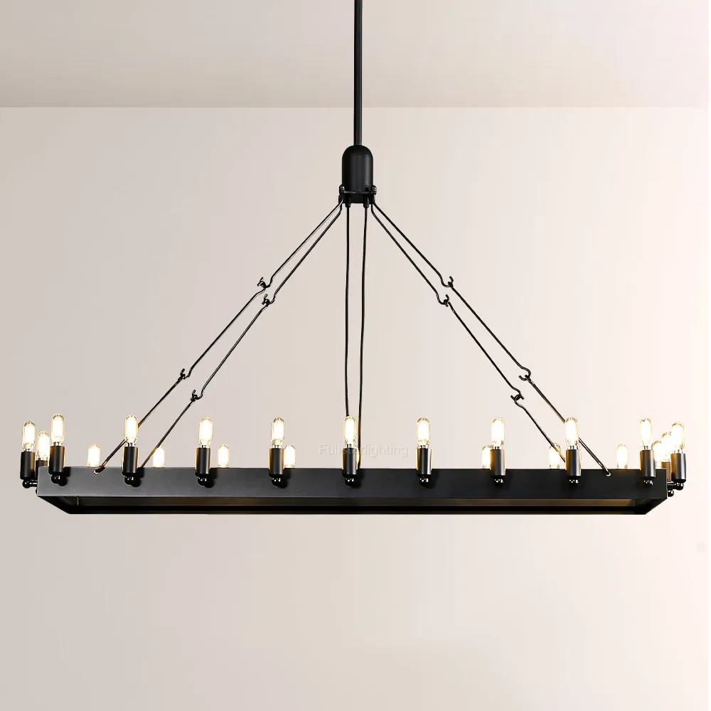 Cereak Vintage Filament Rectangular Chandelier