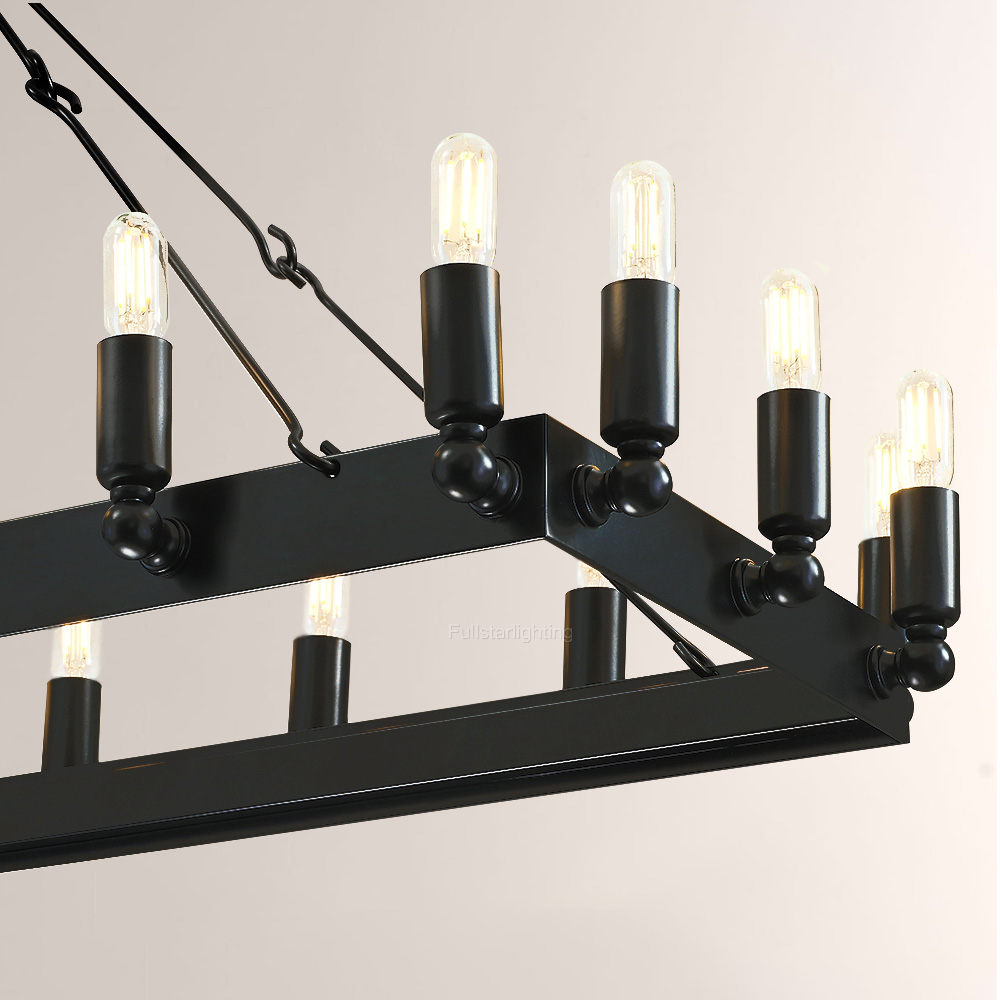 Cereak Vintage Filament Rectangular Chandelier