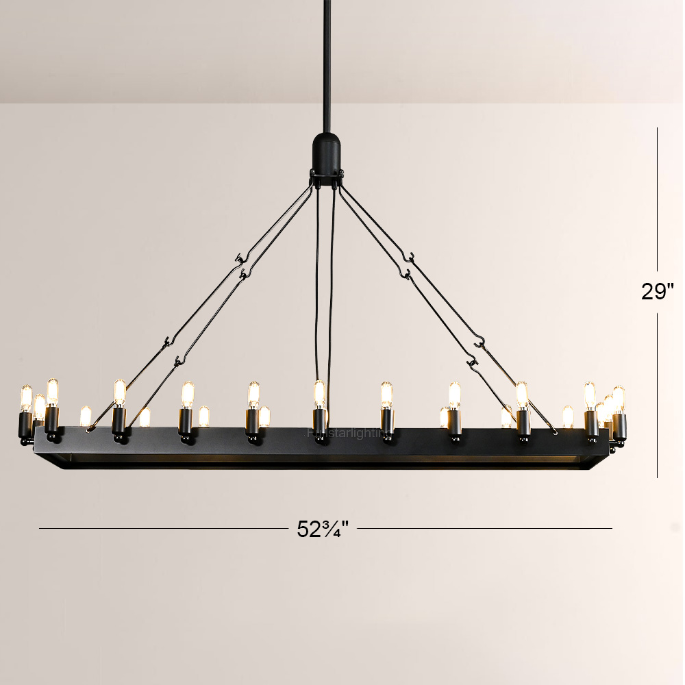 Cereak Vintage Filament Rectangular Chandelier