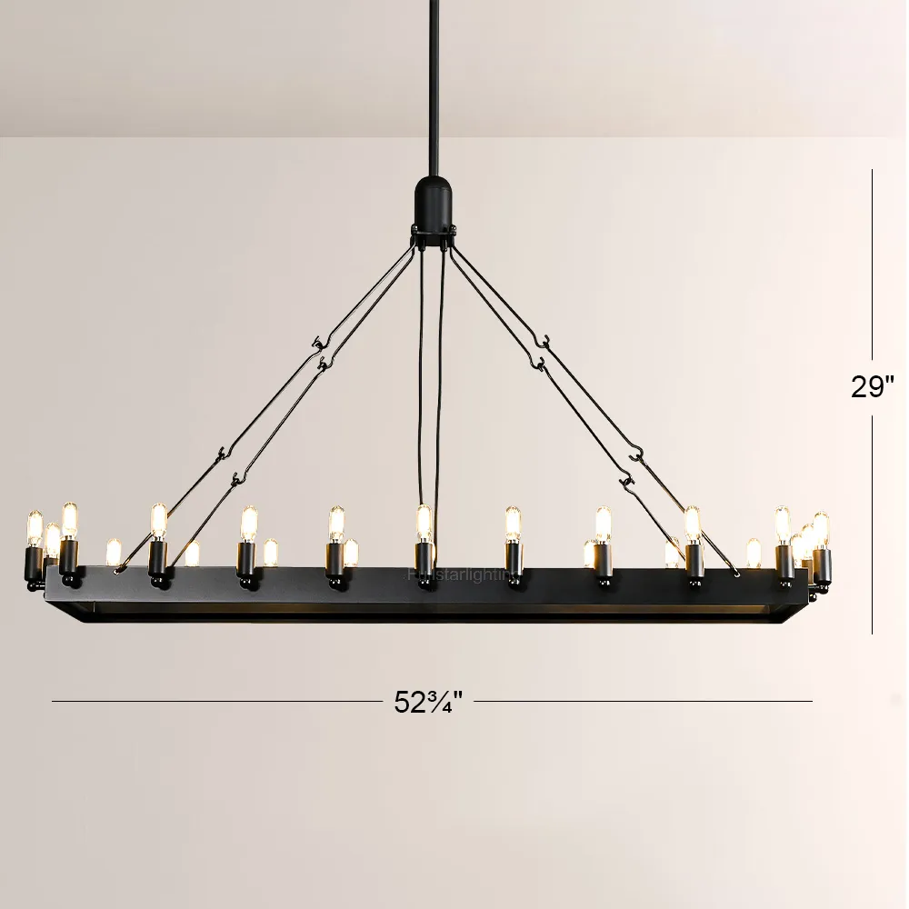 Cereak Vintage Filament Rectangular Chandelier