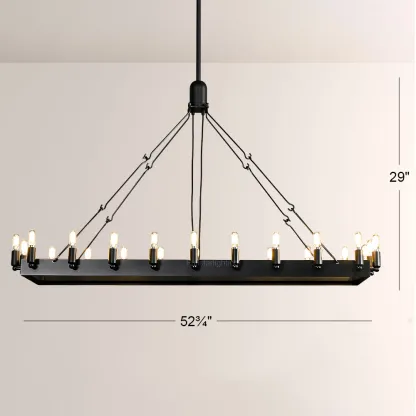 Cereak Vintage Filament Rectangular Chandelier