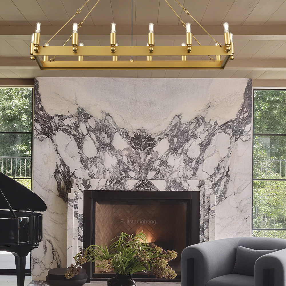 Cereak Vintage Filament Rectangular Chandelier