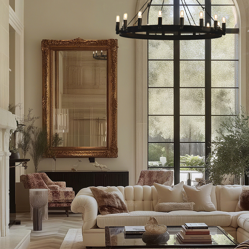 Cereak Vintage Filament Round Chandelier