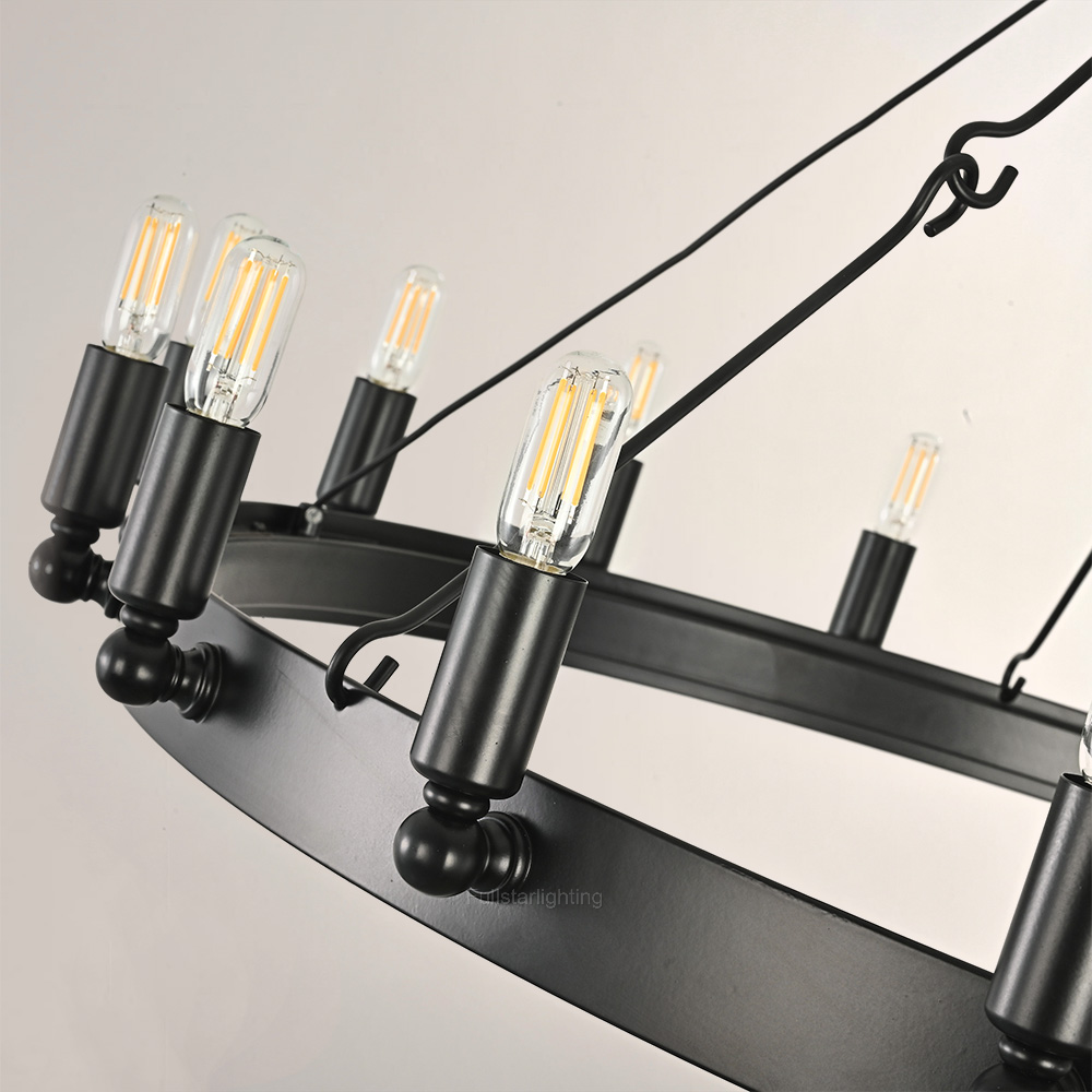 Cereak Vintage Filament Round Chandelier