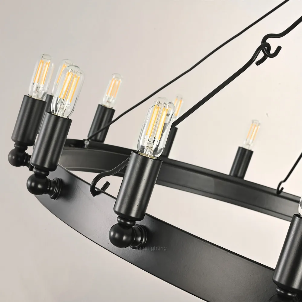 Cereak Vintage Filament Round Chandelier