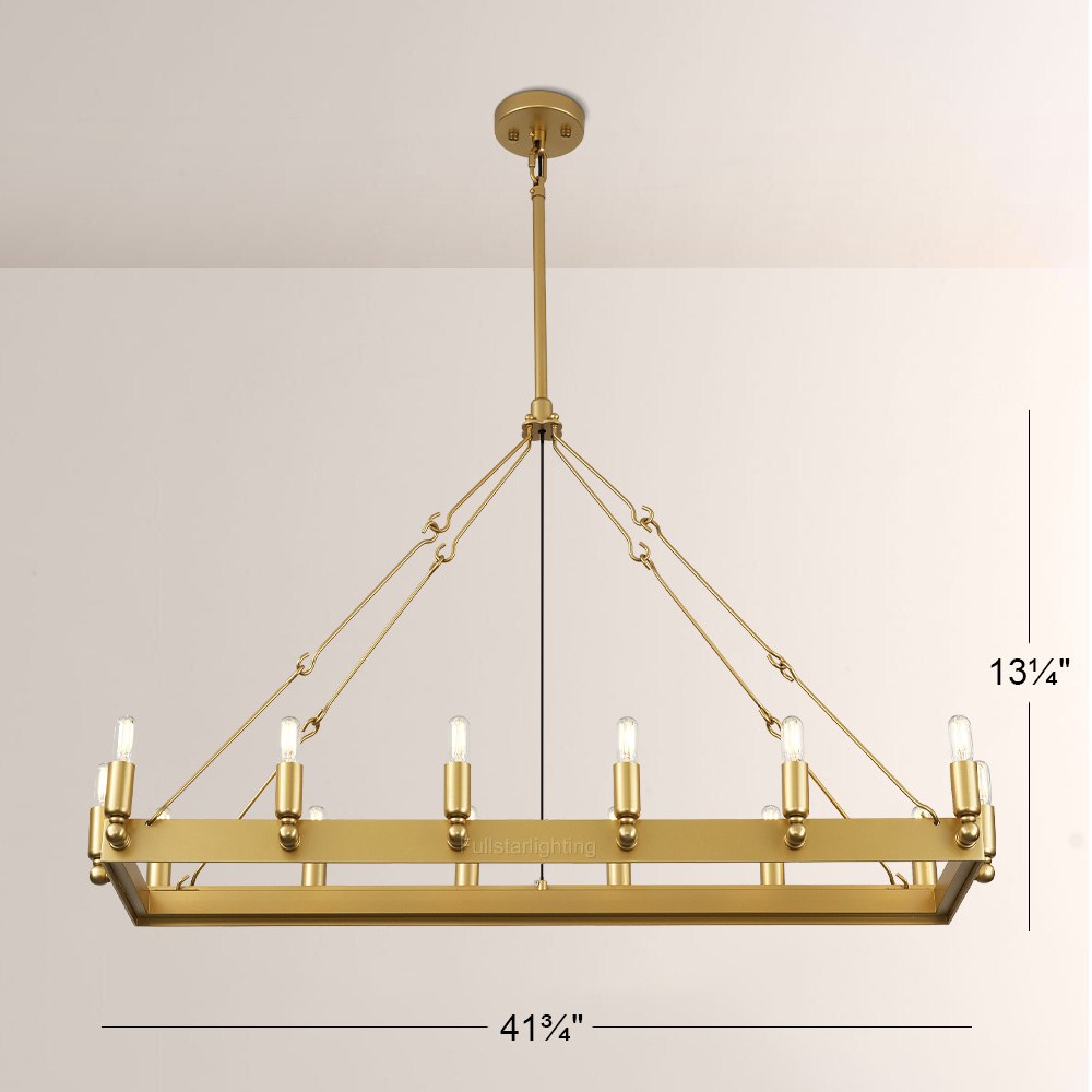 Cereak Vintage Filament Rectangular Chandelier
