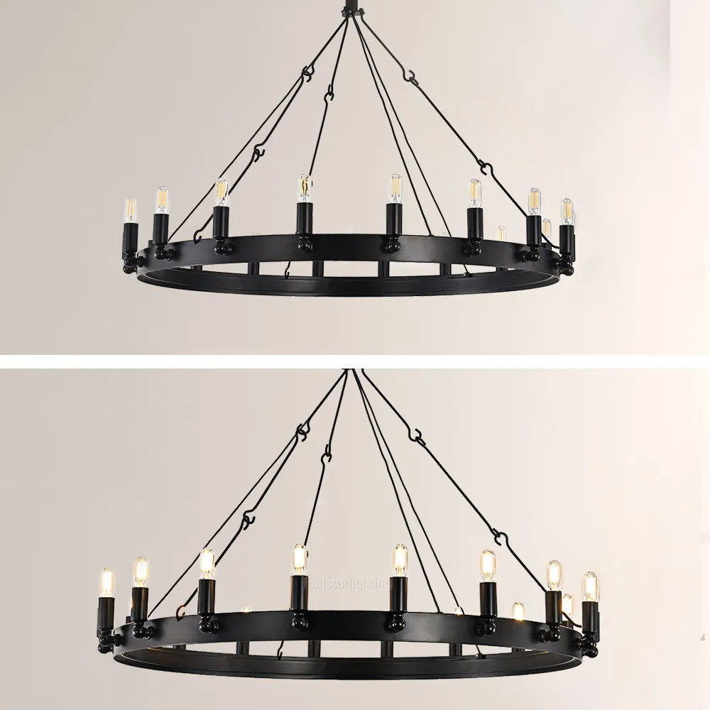 Cereak Vintage Filament Round Chandelier