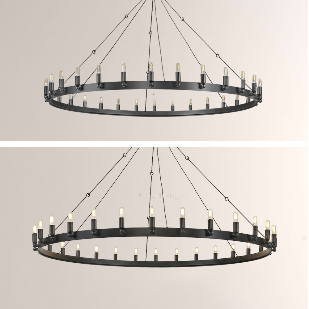 Cereak Vintage Filament Round Chandelier