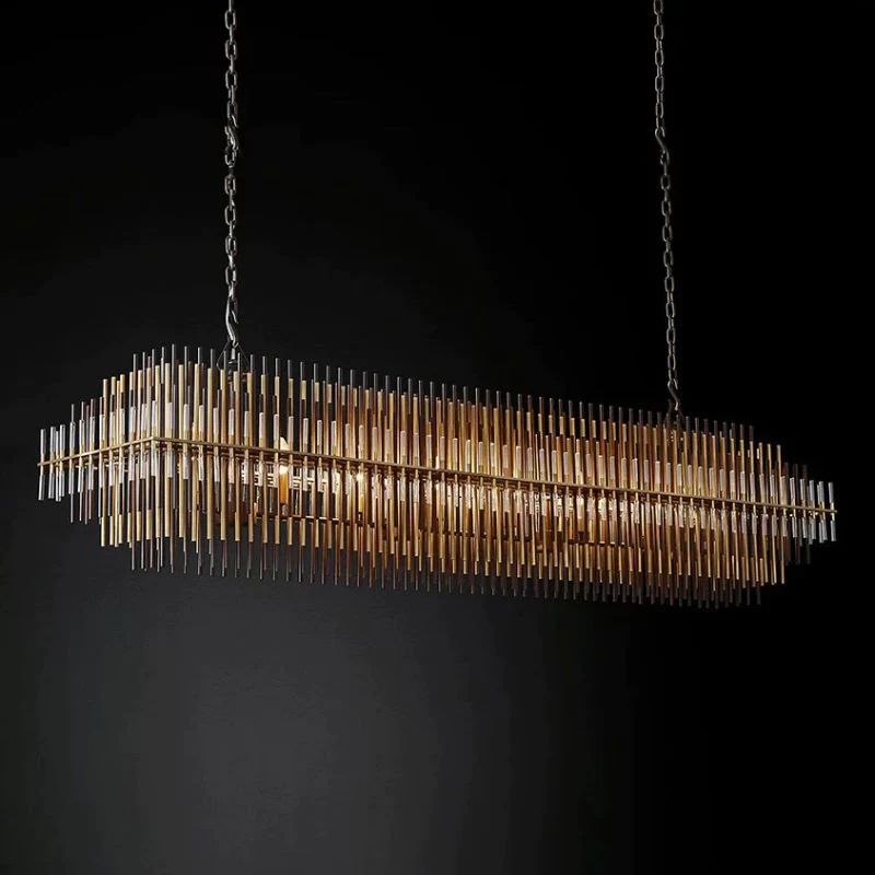 Vitangle Rectangular Brass Crystal Chandelier 54"-Fullstarlighting