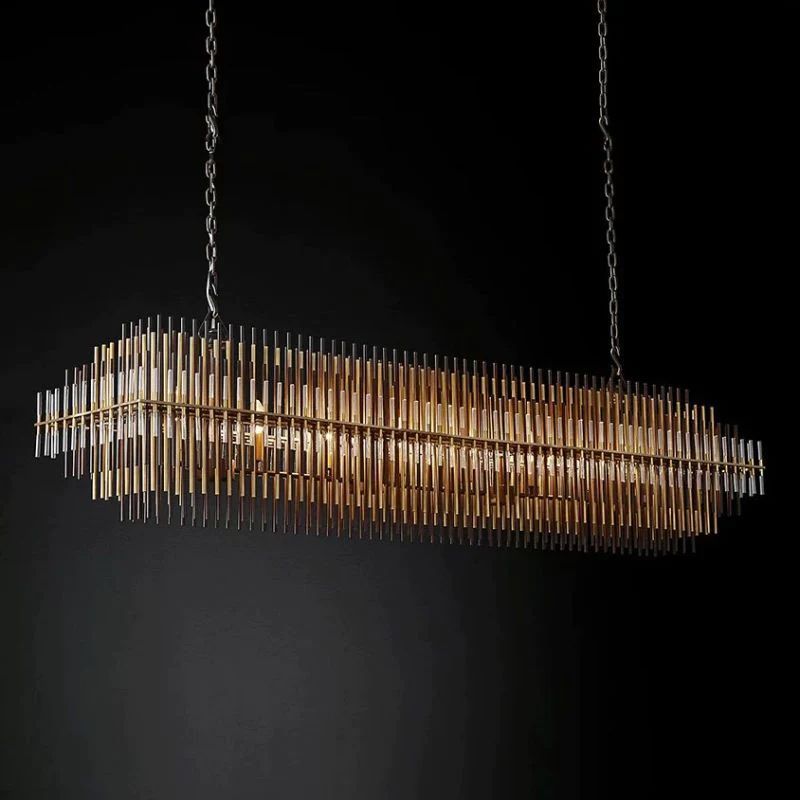 Vitangle Rectangular Brass Crystal Chandelier 54"-Fullstarlighting