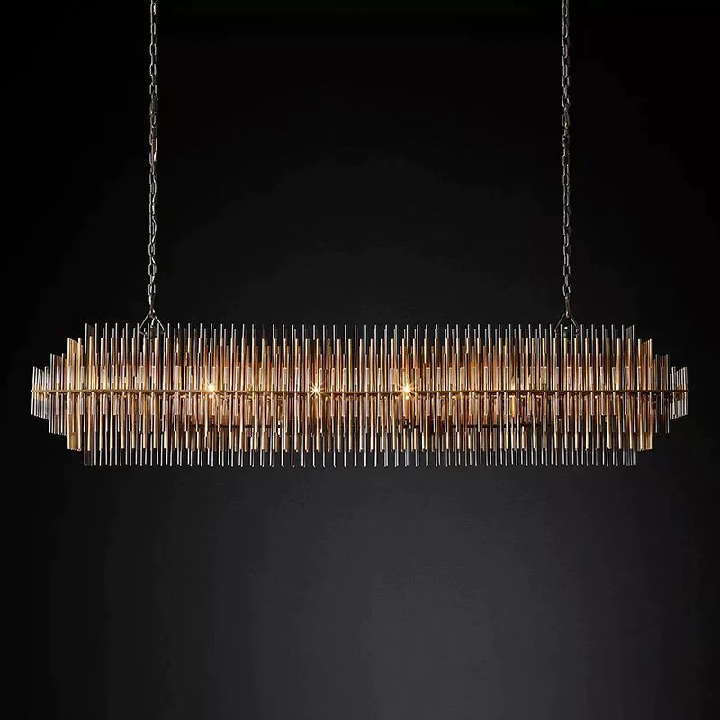Vitangle Rectangular Brass Crystal Chandelier 54"-Fullstarlighting