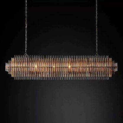 Vitangle Rectangular Brass Crystal Chandelier 54"-Fullstarlighting