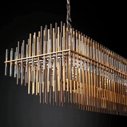 Vitangle Rectangular Brass Crystal Chandelier 54"-Fullstarlighting
